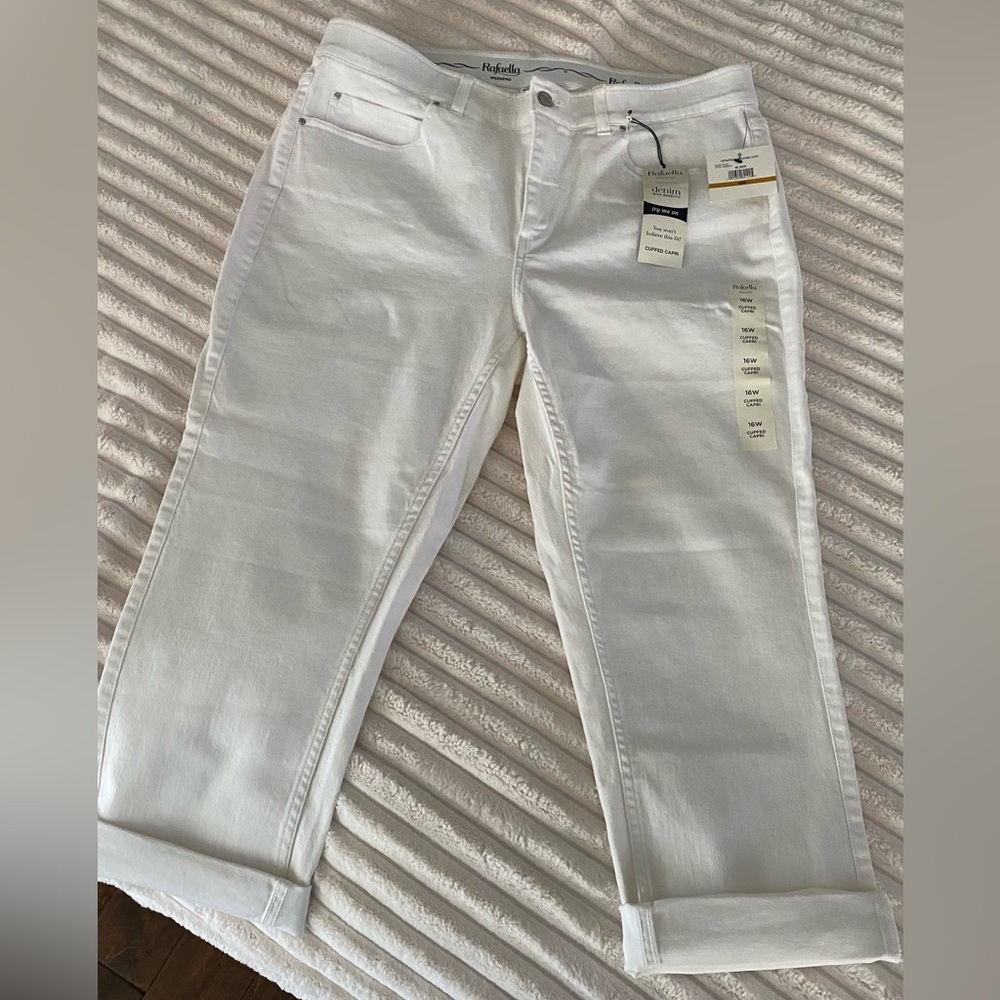 Rafaella Womens Cuffed Capri Jeans In White